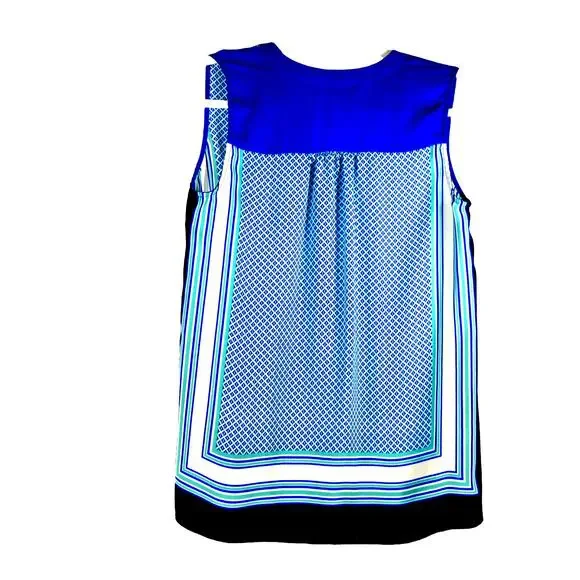 Ann Taylor Loft Scarf Print Tank Top Career Casual Womens XS V Neck Lightweight - Picture 4 of 6